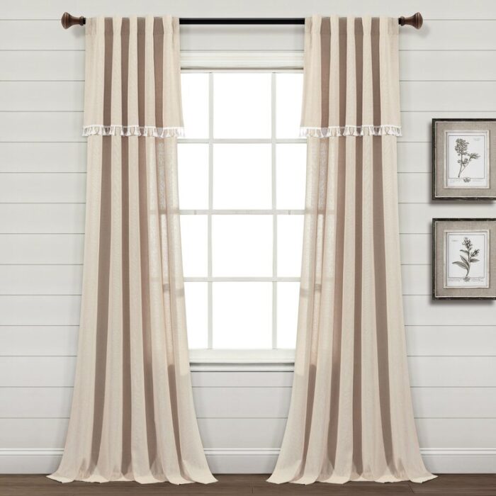 Cotton Blend Semi Sheer Curtain Pair (Set of 2) - Chic Decora