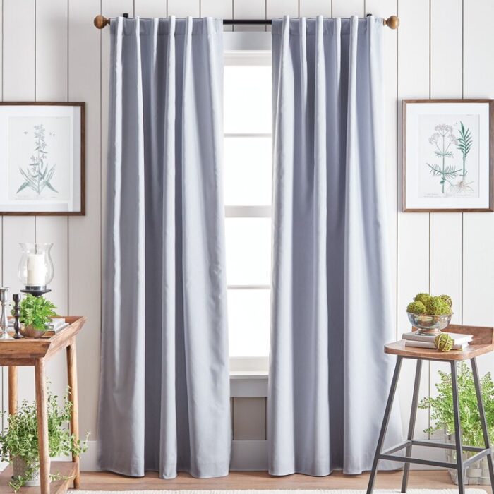 Cotton Blend Solid Blackout Rod Pocket Curtain Panels (Set of 2) - Chic Decora