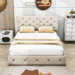 Cowana Upholstered Platform Bed with a Hydraulic Storage System - Chic Decora