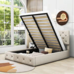 Cowana Upholstered Platform Bed with a Hydraulic Storage System - Chic Decora