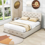 Cowana Upholstered Platform Bed with a Hydraulic Storage System - Chic Decora