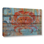 Crab on Wood by Cora Niele Graphic Art on Canvas - Chic Decora