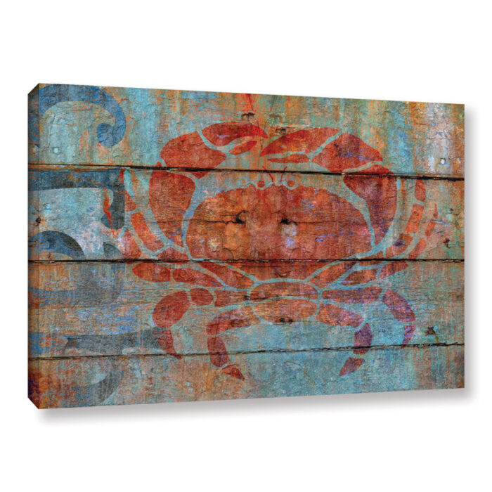 Crab on Wood by Cora Niele Graphic Art on Canvas - Chic Decora