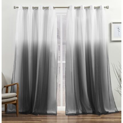 Ticking Cotton Blend Striped Blackout Rod Pocket Curtain Panels (Set of 2) - Chic Decora