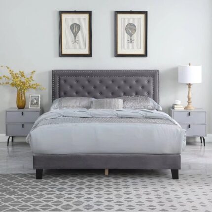 Cullin Tufted Upholstered Low Profile Platform Bed - Chic Decora