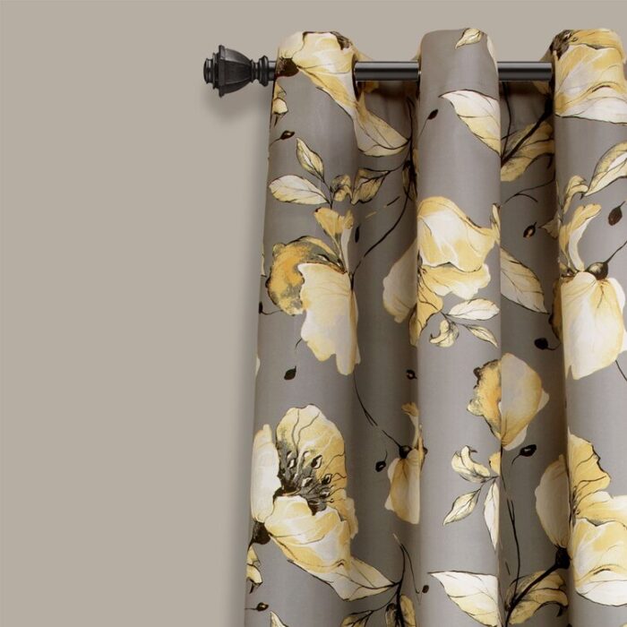 DELSEY FLORAL Polyester Curtain Pair (Set of 2) - Chic Decora