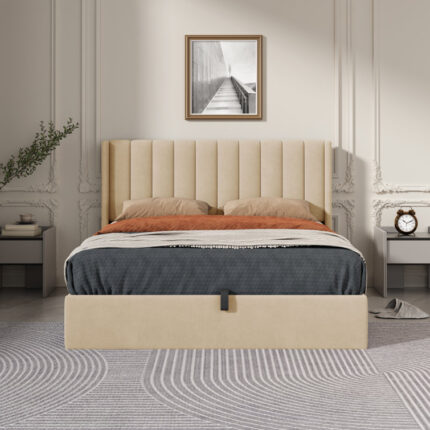 Arnasia Upholstered Metal Platform Bed - Chic Decora