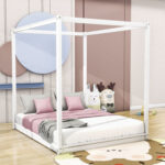 Damarie Canopy Platform Bed with Slats - Chic Decora