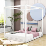 Damarie Canopy Platform Bed with Slats - Chic Decora