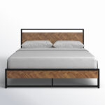 Danise Low Profile Metal Frame Platform Bed with Headboard - Chic Decora