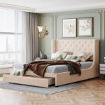 Darcy-Mae Upholstered Wingback Storage Bed - Chic Decora