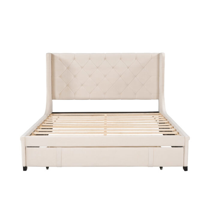 Darcy-Mae Upholstered Wingback Storage Bed - Chic Decora