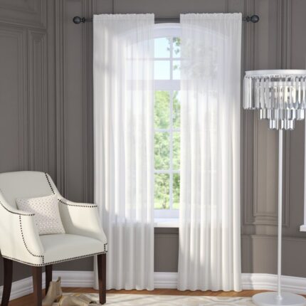 Daxin Solid Sheer Voile Rod Pocket Curtain Panels Set (Set of 2) - Chic Decora