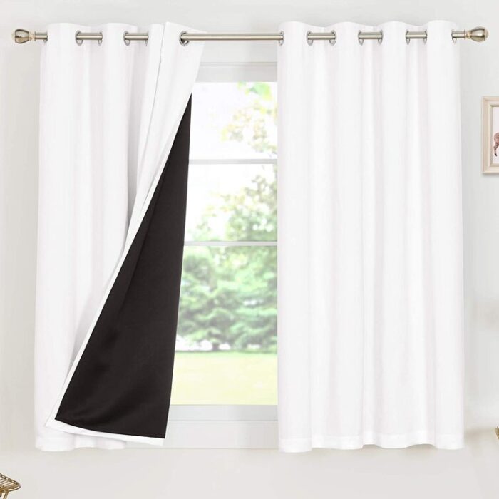 Deconovo 100 Percent Blackout with Liner Grommet Curtain Panel Pair (Set of 2) - Chic Decora