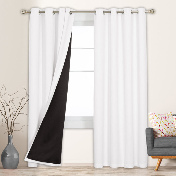 Deconovo 100 Percent Blackout with Liner Grommet Curtain Panel Pair (Set of 2) - Chic Decora