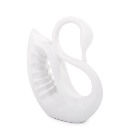 Decorative Matte White Elegant Swan Ceramic Statue - Chic Decora