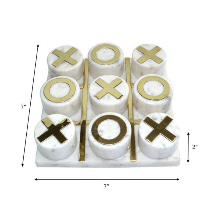 Decorative Tic Tac Toe Game Contemporary Stylish and Gold Marble Family Game Night - Chic Decora