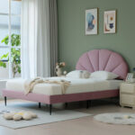 Deeb Tufted Upholstered Flower Silhouette Headboard Platform Bed - Chic Decora