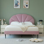 Deeb Tufted Upholstered Flower Silhouette Headboard Platform Bed - Chic Decora