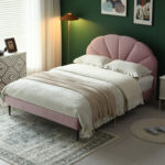 Deeb Tufted Upholstered Flower Silhouette Headboard Platform Bed - Chic Decora