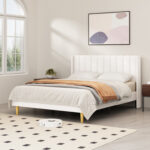 Deeb Upholstered Platform Bed Frame with Wingback Headboard - Chic Decora