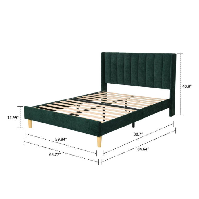 Deeb Upholstered Platform Bed Frame with Wingback Headboard - Chic Decora