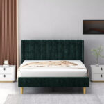 Deeb Upholstered Platform Bed Frame with Wingback Headboard - Chic Decora