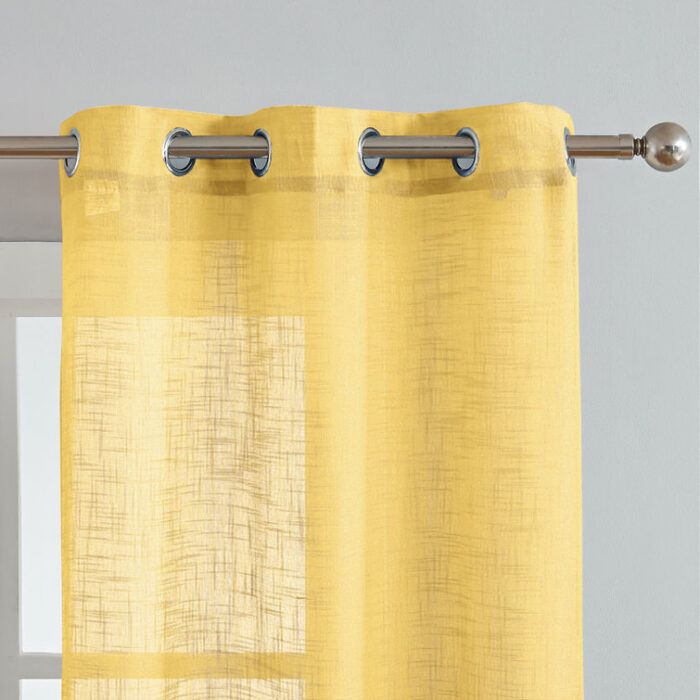 Deisy Solid Semi-Sheer Linen Textured Grommet Curtain Panel Pair (Set of 2) - Chic Decora