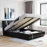 Demeatrice Platform Bed with a Hydraulic Storage System, Upholstered Bed, Bed Frame - Chic Decora