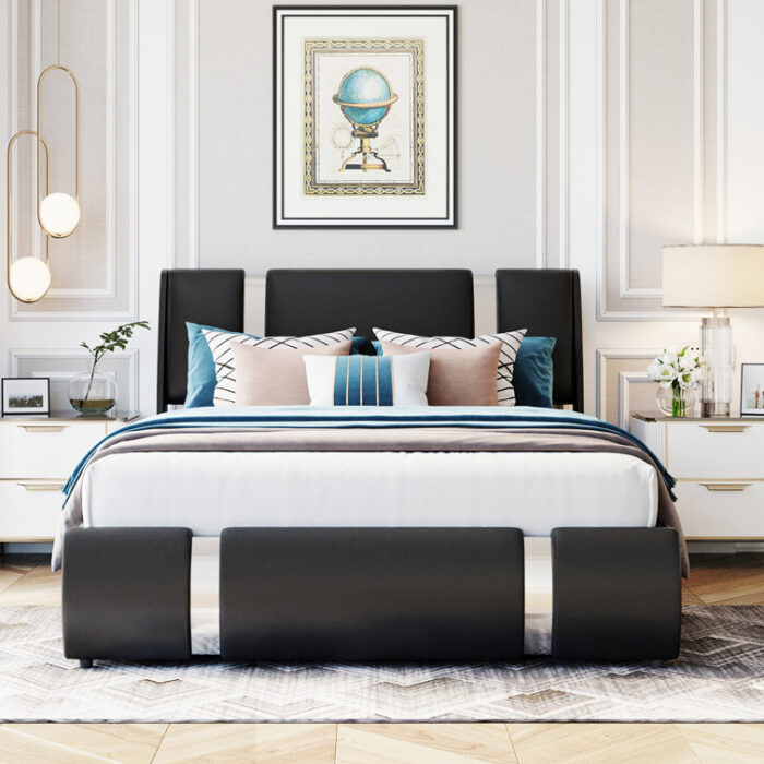 Demeatrice Platform Bed with a Hydraulic Storage System, Upholstered Bed, Bed Frame - Chic Decora