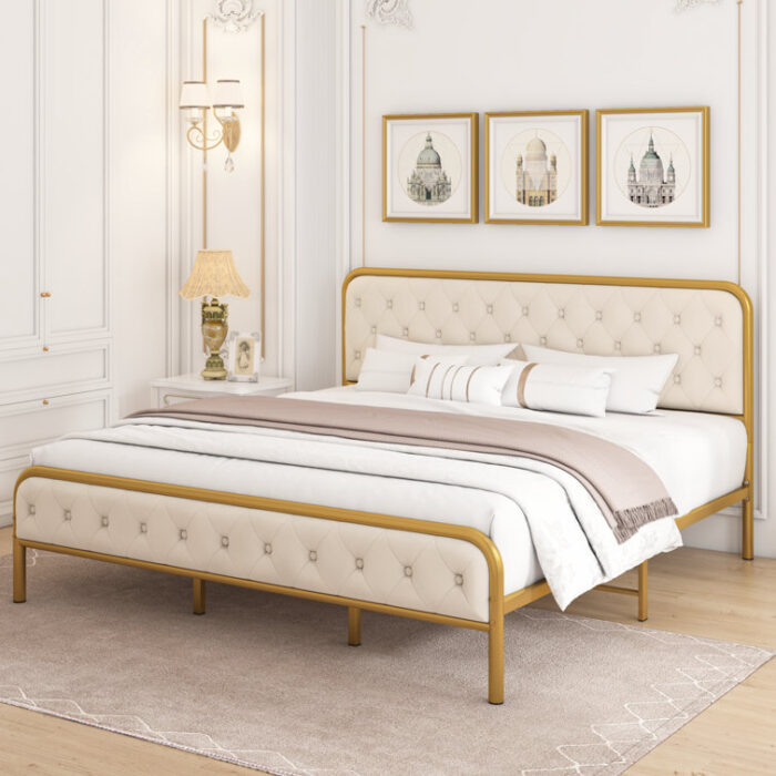 Demi-Louise Velvet Upholstered Luxury Platform Bed - Chic Decora