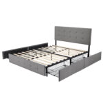 Deyani Upholstered Metal Platform Storage Bed - Chic Decora