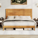 Dezera Solid Wood Platform Bed With 48.6” Headboard - Chic Decora