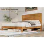 Dezera Solid Wood Platform Bed With 48.6” Headboard - Chic Decora