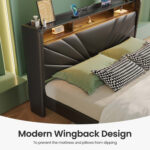 Dharti Upholstered Wingback Storage Bed with Headboard, Charging Station and LED Lightsi - Chic Decora