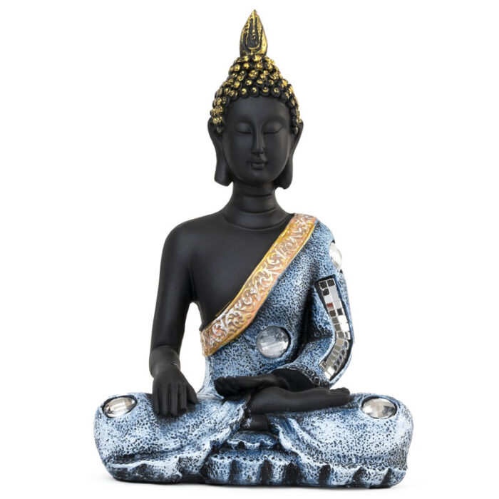 Doniya Small Polyresin Buddha Statue – Black Zen Home & Meditation Decor - Chic Decora