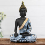 Doniya Small Polyresin Buddha Statue – Black Zen Home & Meditation Decor - Chic Decora