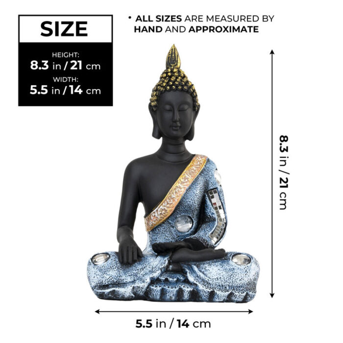 Doniya Small Polyresin Buddha Statue – Black Zen Home & Meditation Decor - Chic Decora