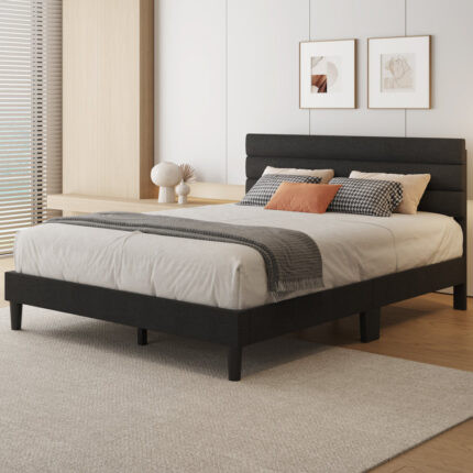 Bertilla Upholstered Metal Platform Bed - Chic Decora