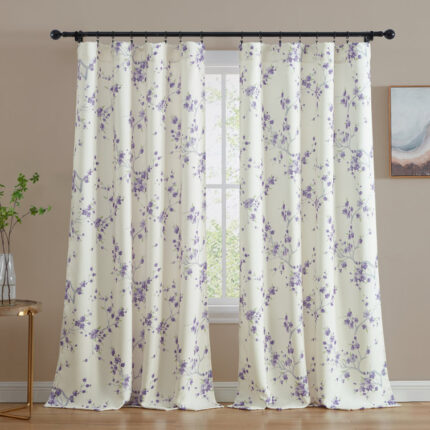 Dorcia Floral Light Dimming Rod Pocket Window Curtain Panels Set for Bedroom (Set of 2) - Chic Decora