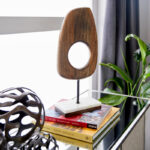 Dorpha Mango Wood Cut-Out Abstract Decorative Sculpture with Marble Base - Chic Decora