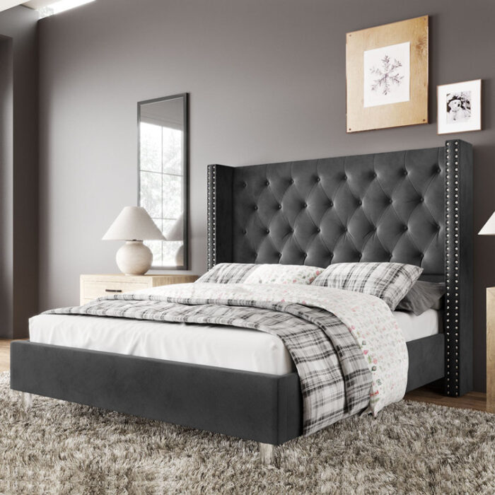 Dryden Upholstered Wingback Bed - Chic Decora