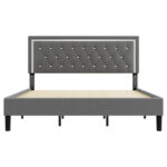 Duclair Tufted Low Profile Velvet Platform Bed with Adjustable Headboard, Wood Bed Frame - Chic Decora