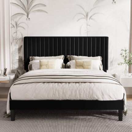 Dunphy Upholstered Platform Bed with Adjustable Headboard - Chic Decora