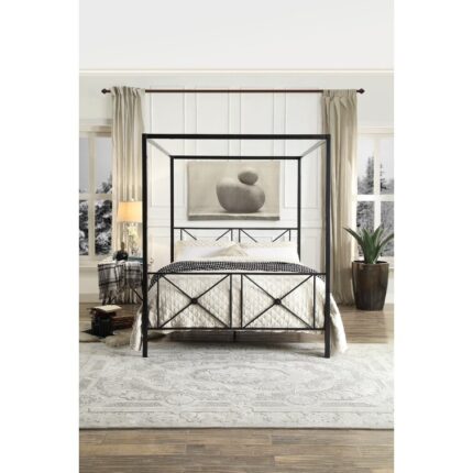 Roman 39 inch Bamboo and Metal Platform Bed Frame - Chic Decora