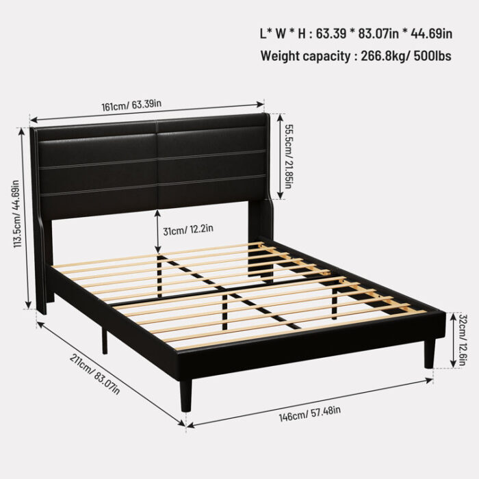 Ednah Vegan Leather Platform Bed - Chic Decora