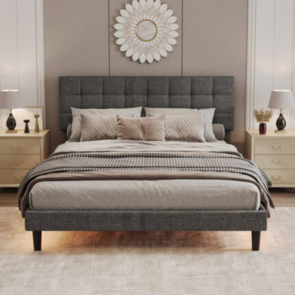 Ednah Vegan Leather Platform Bed - Chic Decora