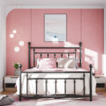 Edsall Metal Bed with Headboard and Footboard No Boxspring Needed - Chic Decora