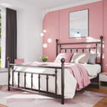 Edsall Metal Bed with Headboard and Footboard No Boxspring Needed - Chic Decora