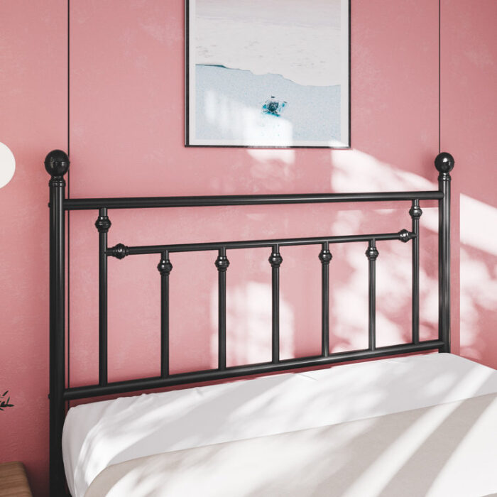 Edsall Metal Bed with Headboard and Footboard No Boxspring Needed - Chic Decora